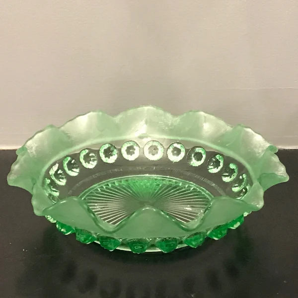 Art Deco Green Glass 'Blackberry Punt Bowl' by Davison