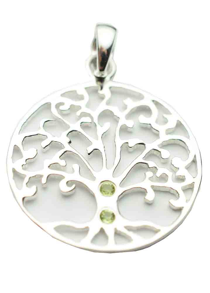 Tree Pendant with Peridot Stones (925 sterling silver)