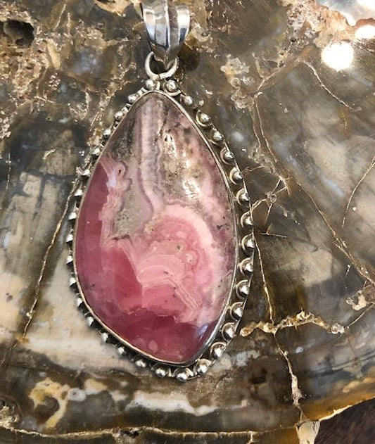 Rhodonite and Silver Pendant.