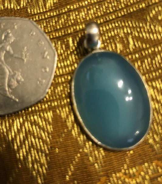 Aquamarine and Silver Pendant.