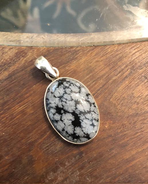 Snowflake Obsidian and Silver pendant.
