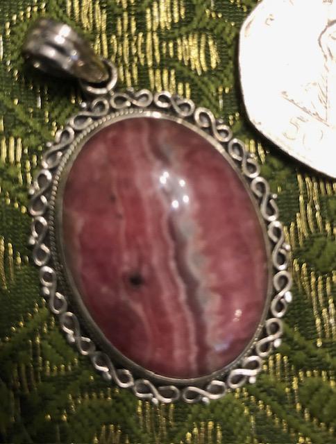 Rhodonite and Silver Pendant.