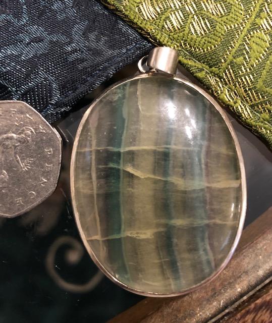 Large Fluorite and Silver Pendant.