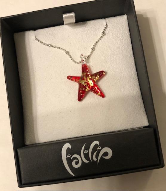 Red painted Glass Star by Fatlip.